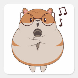 Hamster - Musik med mikrofon Fyrkantigt Klistermärke