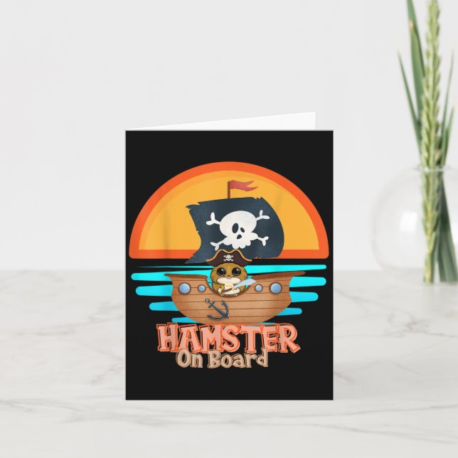 Hamster Ombord Pirat Rollig Jag Älskar Hamster  Kort (Framsida)