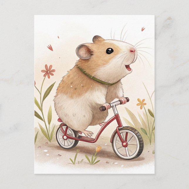 Hamster On Bike Vykort (Framsida)
