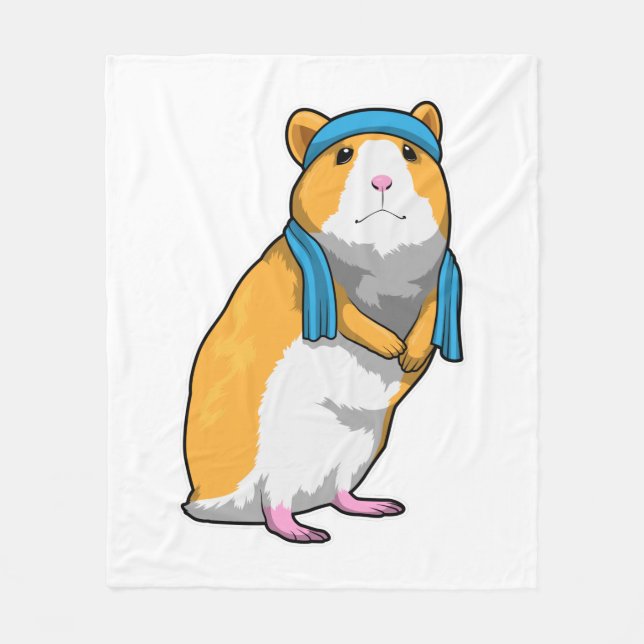 Hamster på Fitness med Towel Fleecefilt (Framsidan)