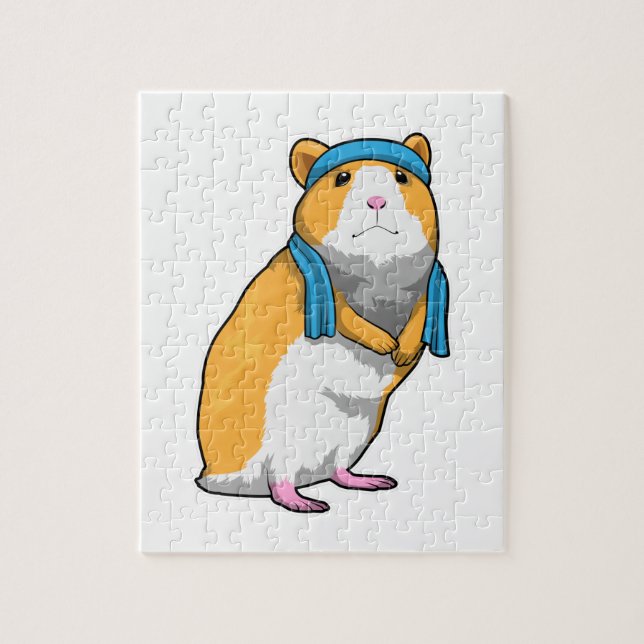 Hamster på Fitness med Towel Pussel (Vertikal)