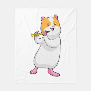 Hamster på Music med Flute Fleecefilt