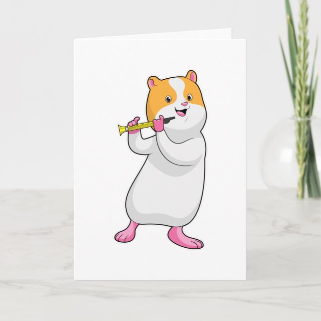 Hamster på Music med Flute Kort (Framsida)