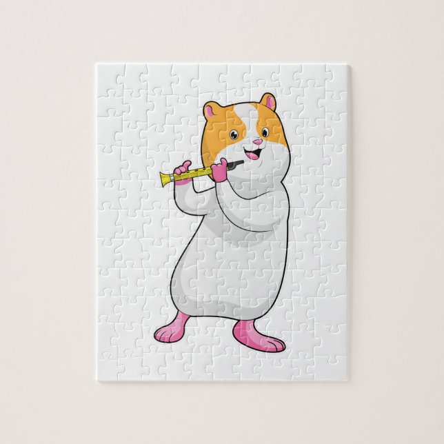 Hamster på Music med Flute Pussel (Vertikal)