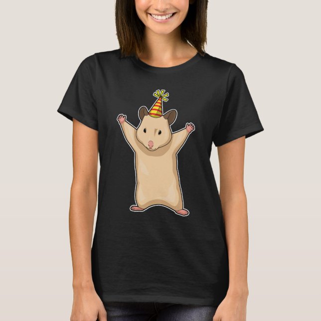 Hamster Party Party hat T Shirt (Framsida)