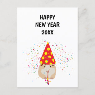 Hamster Partying - Animals Helgdag New Years Card Helg Vykort