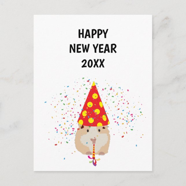Hamster Partying - Animals Helgdag New Years Card Helg Vykort (Framsida)