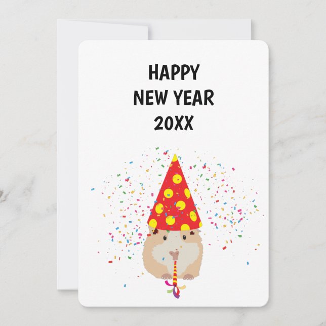 Hamster Partying - Animals Helgdag New Years Card Julkort (Framsida)