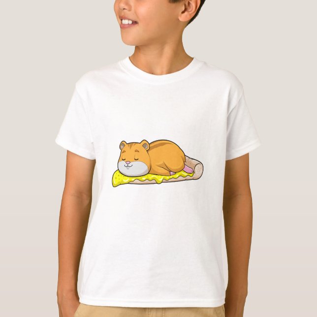 Hamster & Pizza med Ost T Shirt (Framsida)