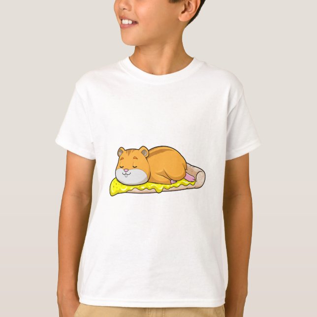 Hamster & Pizza med Ost T Shirt (Framsida)