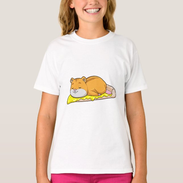 Hamster & Pizza med Ost T Shirt (Framsida)