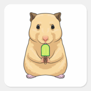 Hamster Popsicle Fyrkantigt Klistermärke