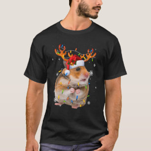 Hamster Reindeer jul Ljus Funny Hamster Xm T Shirt