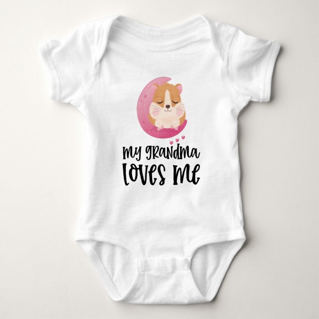Hamster Rosa Måne🐹 Min Mormor Älskar Mig T Shirt (Framsida)