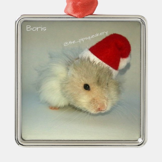 Hamster Santa! Julgransprydnad Metall (Framsidan)