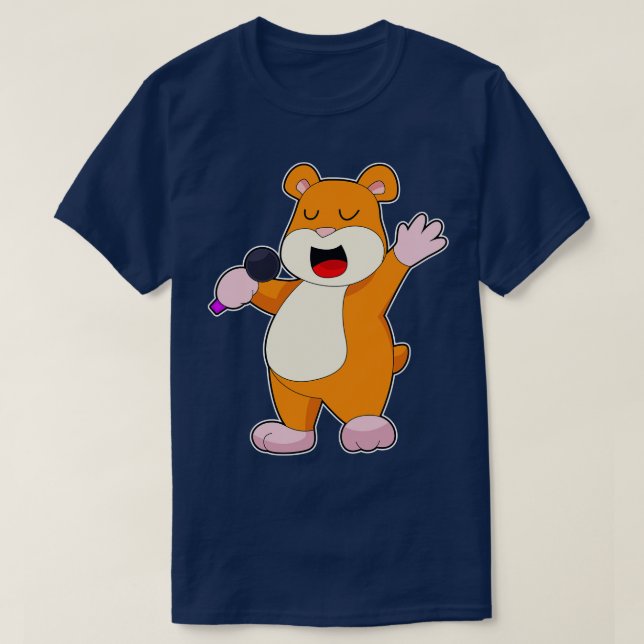 Hamster Singer Microphone Music 2 T Shirt (Design framsida)