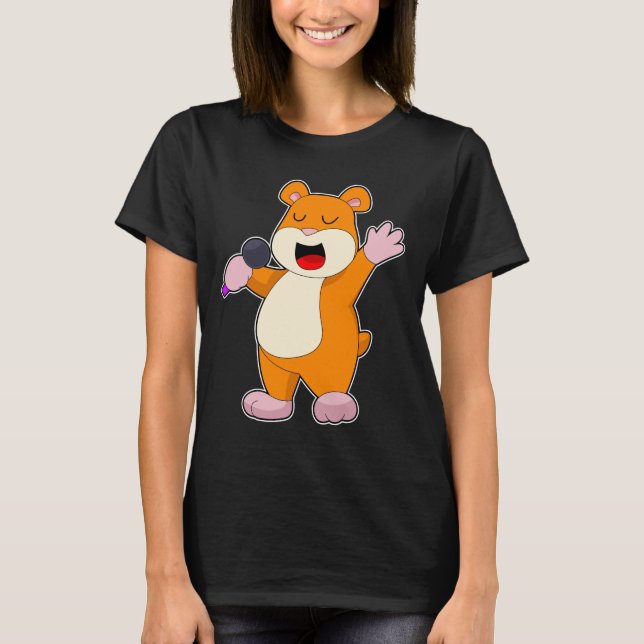 Hamster Singer Microphone Music T Shirt (Framsida)