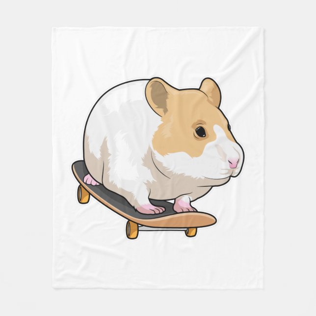 Hamster Skater Skateboard Fleecefilt (Framsidan)