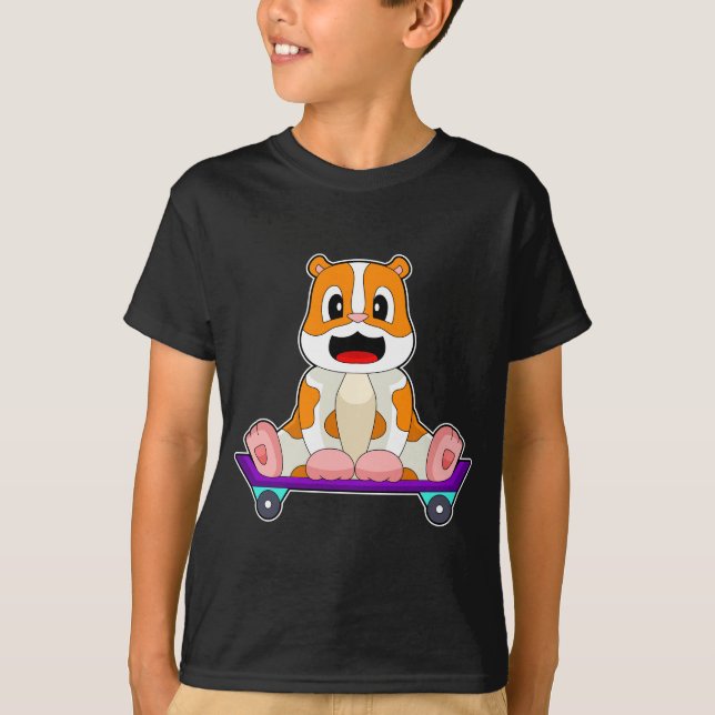 Hamster Skater Skateboard T Shirt (Framsida)