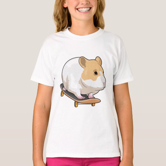 Hamster Skater Skateboard T Shirt (Framsida)
