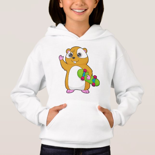 Hamster Skater Skateboard T Shirt (Framsida)