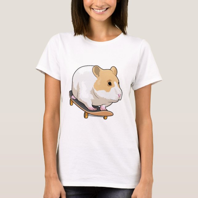 Hamster Skater Skateboard T Shirt (Framsida)