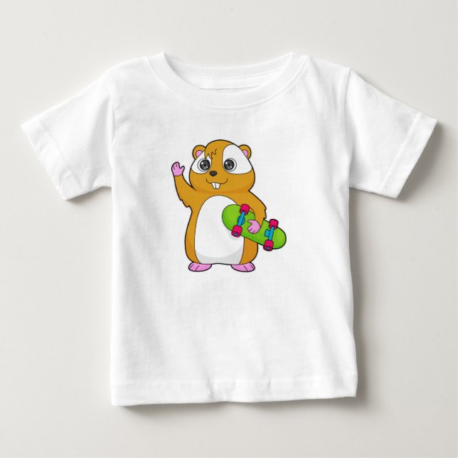Hamster Skater Skateboard T Shirt (Framsida)