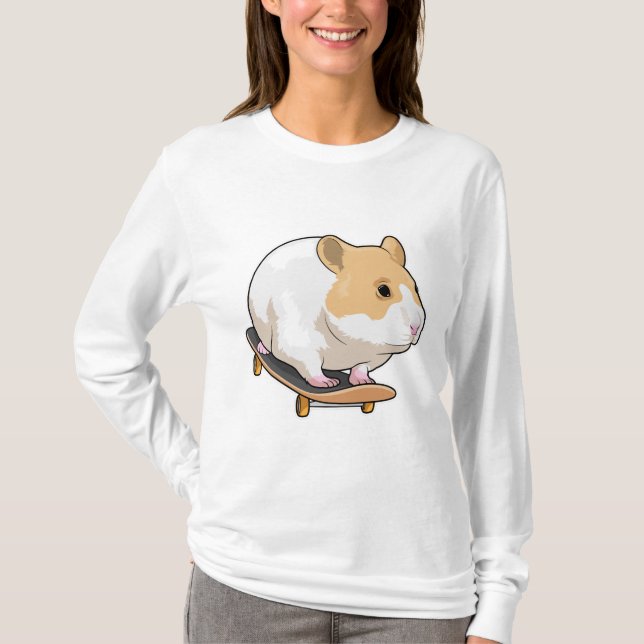 Hamster Skater Skateboard T Shirt (Framsida)