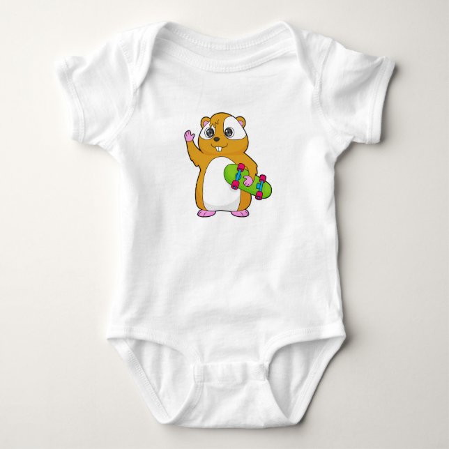 Hamster Skater Skateboard T Shirt (Framsida)