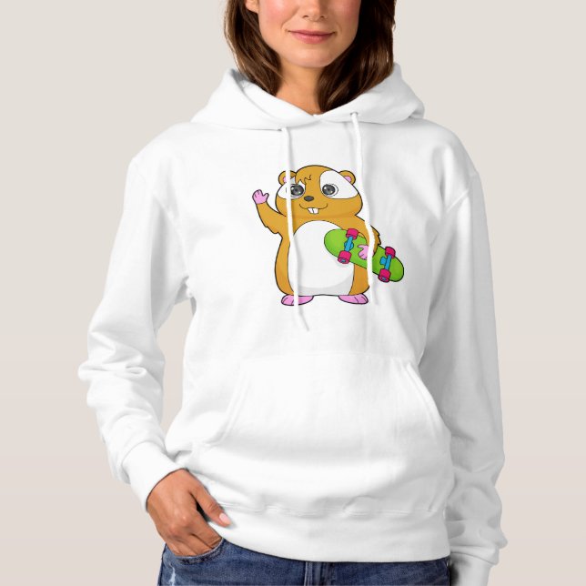 Hamster Skater Skateboard T Shirt (Framsida)