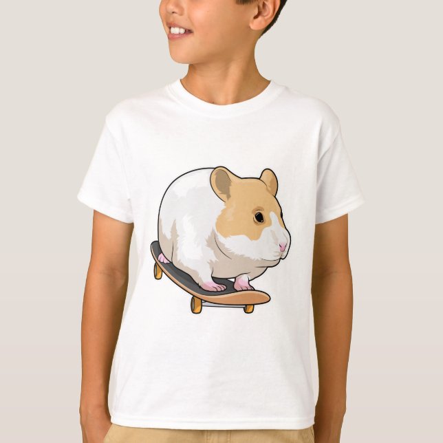 Hamster Skater Skateboard T Shirt (Framsida)
