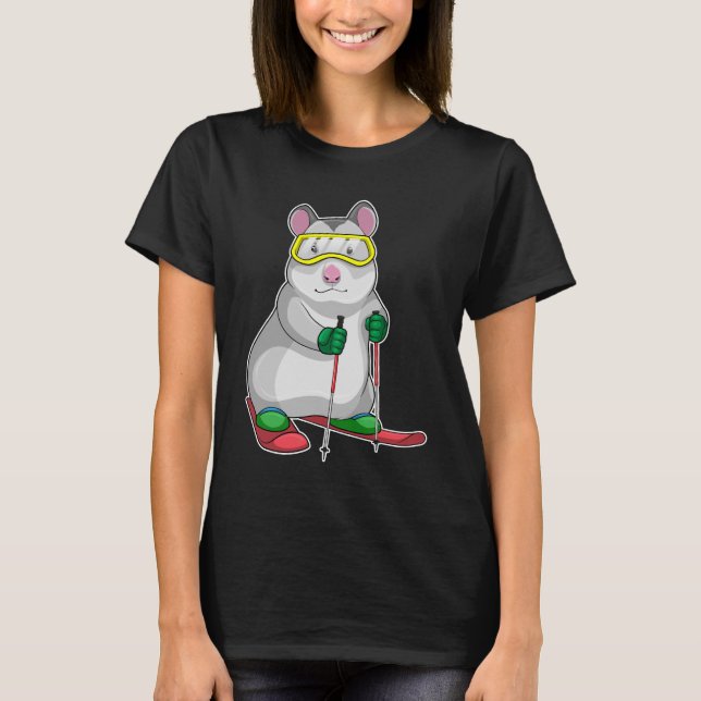 Hamster Skidåkare Skidåkning T Shirt (Framsida)