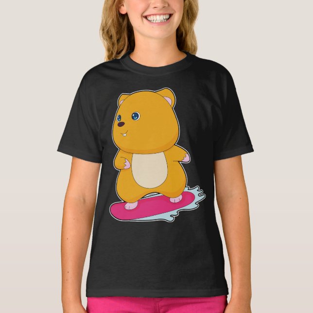 Hamster Snowbaord Winter sport T Shirt (Framsida)