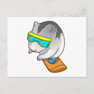 Hamster Snowboardåkare Snowboard Vykort