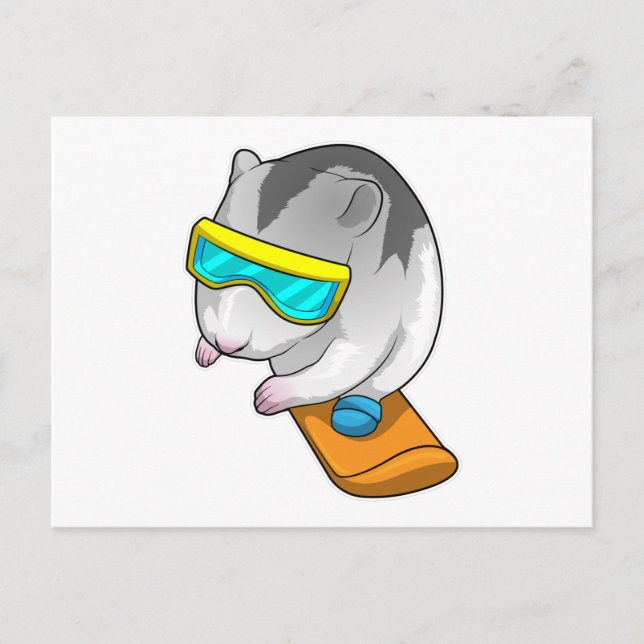 Hamster Snowboardare Snowboard Vykort (Framsida)