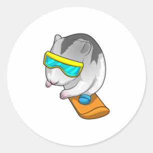 Hamster Snowboarder Snowboard Runt Klistermärke