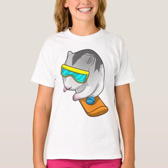Hamster Snowboarder Snowboard T Shirt (Framsida)