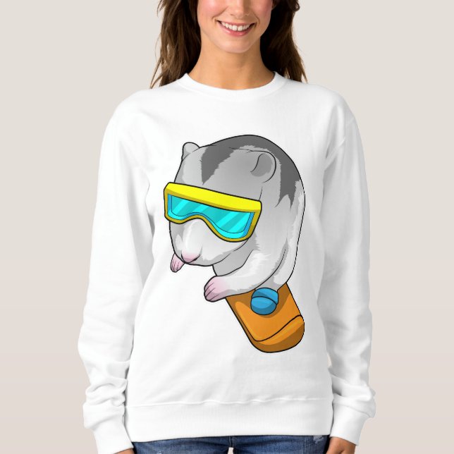 Hamster Snowboarder Snowboard T Shirt (Framsida)