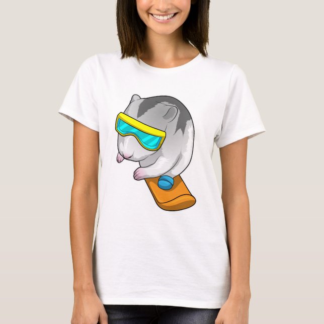 Hamster Snowboarder Snowboard T Shirt (Framsida)