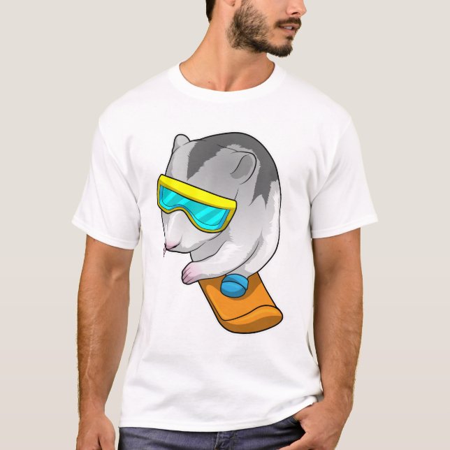 Hamster Snowboarder Snowboard T Shirt (Framsida)