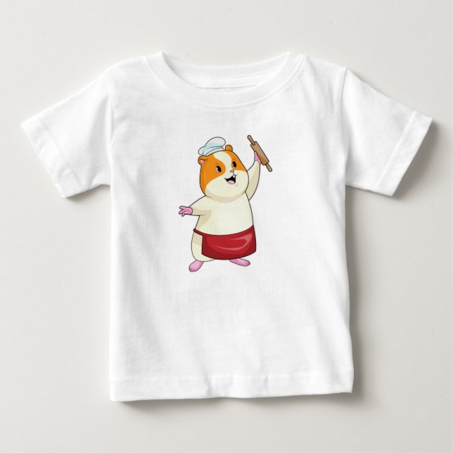 Hamster som bagare med rullande pinne t shirt (Framsida)