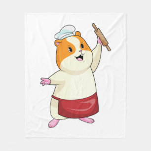 Hamster som Baker med Rolling pin Fleecefilt