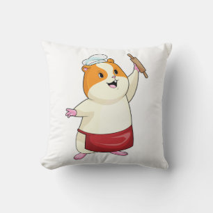 Hamster som Baker med Rolling pin Kudde