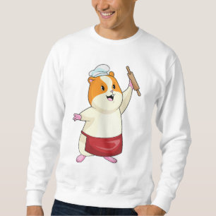 Hamster som Baker med Rolling pin Lång Ärmad Tröja