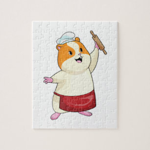 Hamster som Baker med Rolling pin Pussel