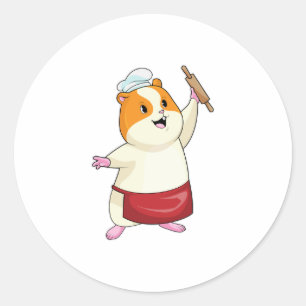 Hamster som Baker med Rolling pin Runt Klistermärke