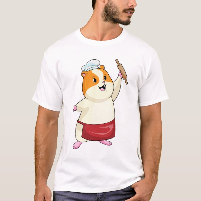 Hamster som Baker med Rolling pin T Shirt (Framsida)