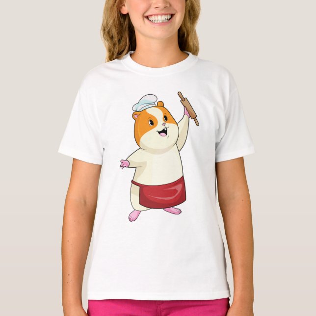 Hamster som Baker med Rolling pin T Shirt (Framsida)