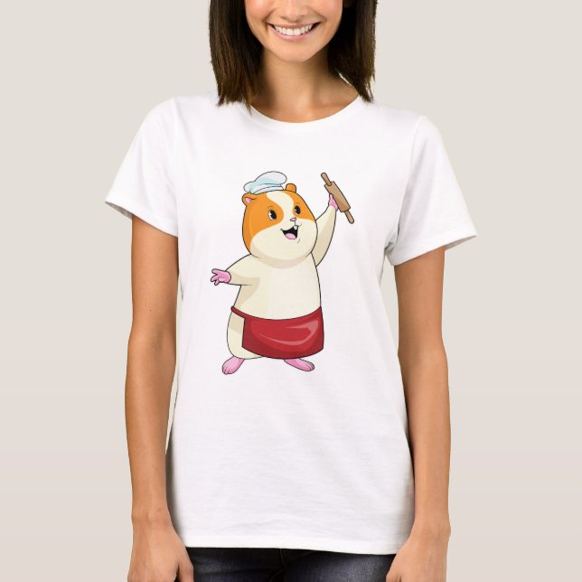 Hamster som Baker med Rolling pin T Shirt (Framsida)