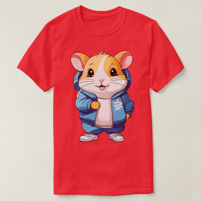 hamster som bär ryggkodräkt och smygskor t shirt (Design framsida)